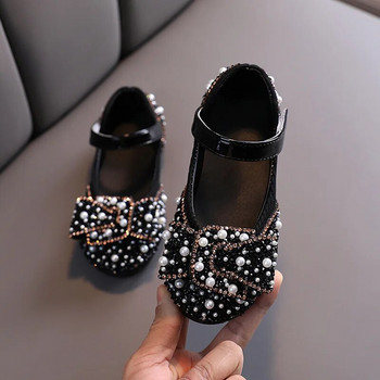 2023 Нови детски обувки с перлени кристали Блестящи детски обувки за принцеси Обувки за бебета и момичета Парти и сватба D487