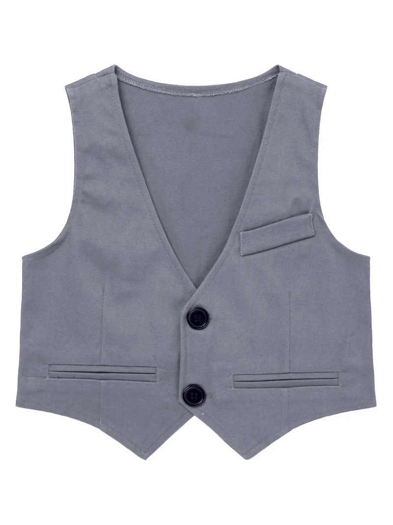 Dječji prsluk za dječake Princ Svečani prsluk Džentlmenski prsluk s V izrezom s jednim kopčanjem za vjenčanje Rođendanska zabava Plesna odjeća Nastup