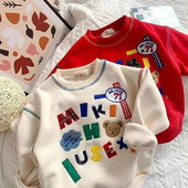 Nove majice od flisa za dječake i djevojčice, jesenske i zimske vezene majice, dječji, sveobuhvatni široki pulover od flisa za bebe