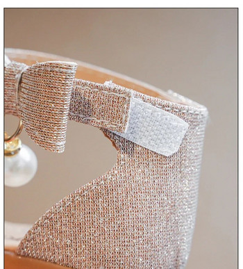 2023 Летни бебешки сандали за момичета Принцеса Парти обувки Детски банкети Принцеса Bling Модни детски сребърни плоски сандали за момичета за малко дете