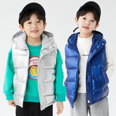 Toamnă iarnă băieți veste cu glugă din puf 2023 noua modă pentru fete îngroșați jachetă caldă vestă Veste pentru copii Veste solide pentru adolescenți