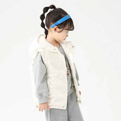 Toamnă iarnă băieți veste cu glugă din puf 2023 noua modă pentru fete îngroșați jachetă caldă vestă Veste pentru copii Veste solide pentru adolescenți