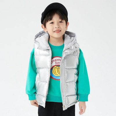 Toamnă iarnă băieți veste cu glugă din puf 2023 noua modă pentru fete îngroșați jachetă caldă vestă Veste pentru copii Veste solide pentru adolescenți