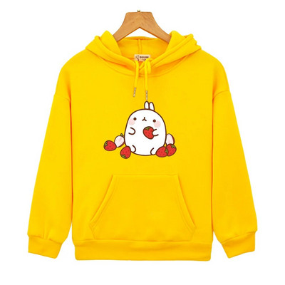Molang Hoodies s printom jagoda Nove dječje majice s kratkim rukavima Topli pulover s crtićima za dječake Modna korejska odjeća za malu djecu Kawaii odjeća za djevojčice