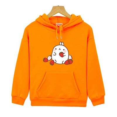 Molang Hoodies s printom jagoda Nove dječje majice s kratkim rukavima Topli pulover s crtićima za dječake Modna korejska odjeća za malu djecu Kawaii odjeća za djevojčice