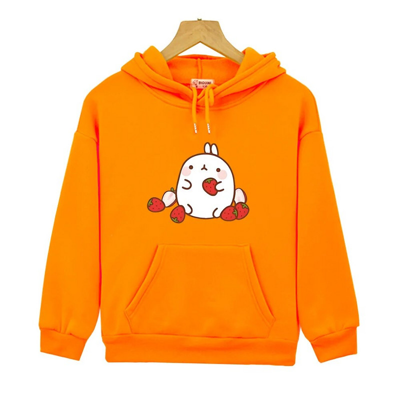 Molang Hoodies s printom jagoda Nove dječje majice s kratkim rukavima Topli pulover s crtićima za dječake Modna korejska odjeća za malu djecu Kawaii odjeća za djevojčice