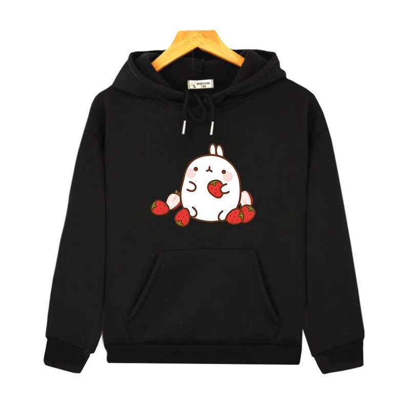 Molang Hoodies s printom jagoda Nove dječje majice s kratkim rukavima Topli pulover s crtićima za dječake Modna korejska odjeća za malu djecu Kawaii odjeća za djevojčice