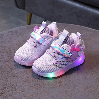Детски обувки LED осветени Спортни обувки за момичета 23 Пролетни бебешки ежедневни обувки Обувки за ходене на бебета / малки деца Светещи анимационни обувки Обувки за бягане
