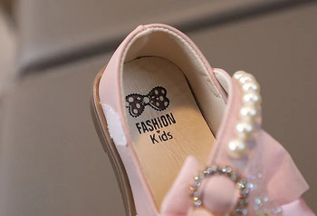 Размер 16-25 Обувки за момичета, Пролет, Есен, С кръгли пръсти, Принцеса, Малка кожена обувка, Мека подметка, Нехлъзгащи се бебешки обувки за първи стъпки