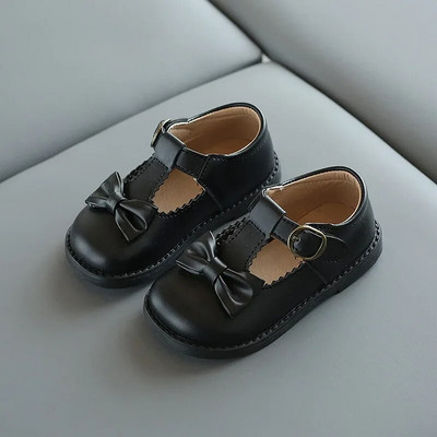 2024 m. madingi su marškinėliais surišti mergaičių batai, neryžtingi princesiški vaikiški suknelių batai Klasikiniai juodai smėlio spalvos mokykliniai batai mergaitėms E06072