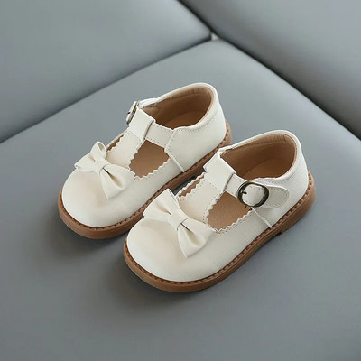 2024 m. madingi su marškinėliais surišti mergaičių batai, neryžtingi princesiški vaikiški suknelių batai Klasikiniai juodai smėlio spalvos mokykliniai batai mergaitėms E06072