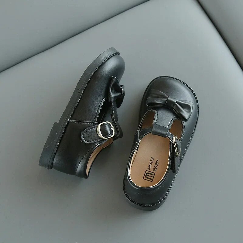 2024 m. madingi su marškinėliais surišti mergaičių batai, neryžtingi princesiški vaikiški suknelių batai Klasikiniai juodai smėlio spalvos mokykliniai batai mergaitėms E06072