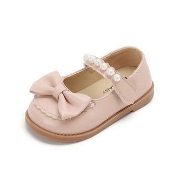 Детски кожени обувки Детски ежедневни обувки за малки деца Малки момичета Бебешки обувки 2023 Пролет Есен Нова принцеса Перли Папийонка