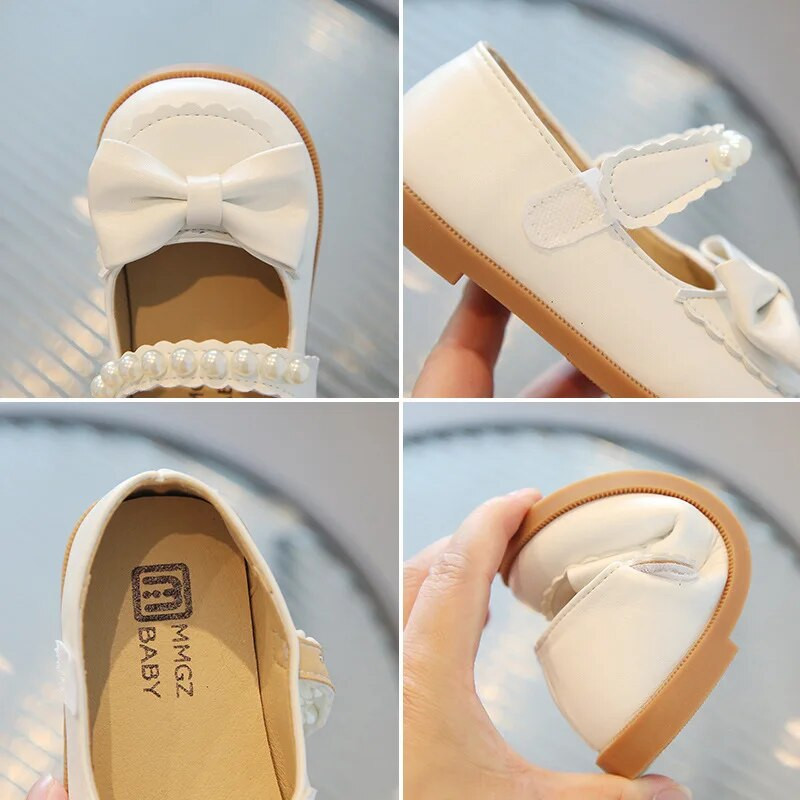 Παιδικά δερμάτινα παπούτσια Παιδικά καθημερινά παπούτσια για νήπια Βρεφικά παπούτσια για μικρά κορίτσια 2023 Άνοιξη φθινόπωρο Νέο παπιγιόν Princess Pearls
