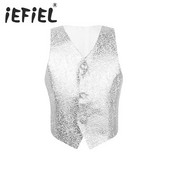 iEFiEL 3-14 ani Copii Copii Băieți Gentleman Costume formale Vestă cu model floral Vestă formală Haine pentru petrecere de nuntă