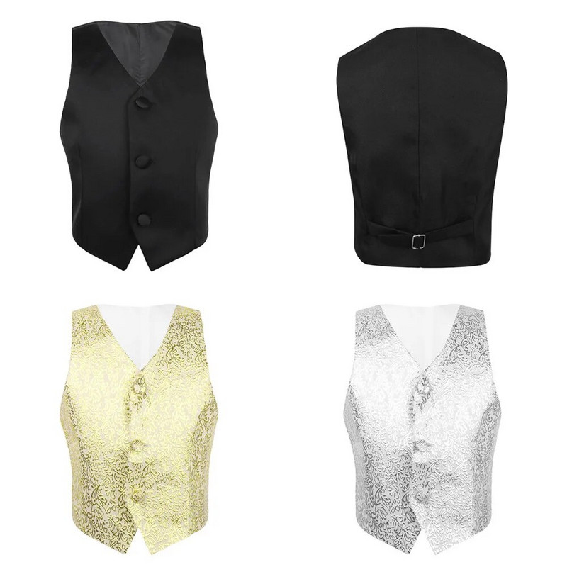 iEFiEL 3-14 m. Vaikai Vaikai Berniukai Džentelmenai Oficialūs Kostiumai Liemenė Gėlių raštas Oficiali Liemenė Vestuvių vakarėlis Gimtadienio drabužiai