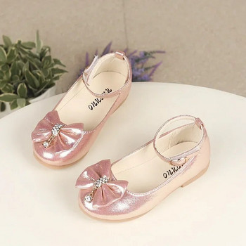 Детски обувки Нови 2023 г. Пролет и есен Мода за свободното време Обувки за принцеси за момичета Сладки кожени детски обувки с лък