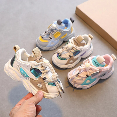 Baywell Детски спортни обувки Мрежести дишащи маратонки за момчета Пролет Есен Деца Момичета Неплъзгащи се обувки за бягане на открито Размер 21-36