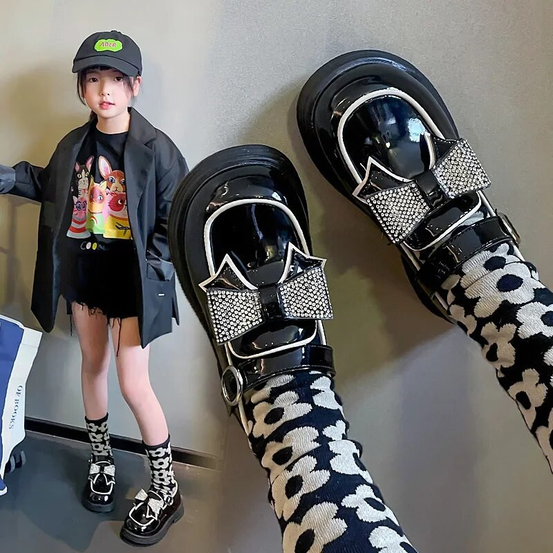 Pantofi ocazional pentru copii Pantofi din piele pentru copii pentru copii mici Fete Pantofi de petrecere Mocasini pentru copii Pantofi cu papion pentru copii Fete Pantofi Lolita