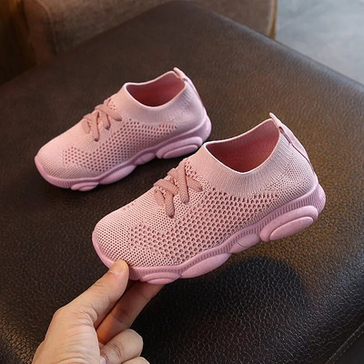 Size 22-39 New Baby Sneakers Fashion Children Flat Shoes Infant Kids Baby Girls Boys Solid Stretch Mesh Sport Run Sneakers Shoes