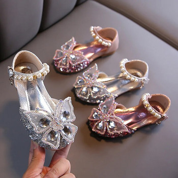 2022 Нови детски парти Сватбени детски обувки с пайети, дантелена панделка, детски обувки, сладка перлена принцеса, единични ежедневни обувки за момичета