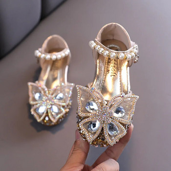 2022 Нови детски парти Сватбени детски обувки с пайети, дантелена панделка, детски обувки, сладка перлена принцеса, единични ежедневни обувки за момичета