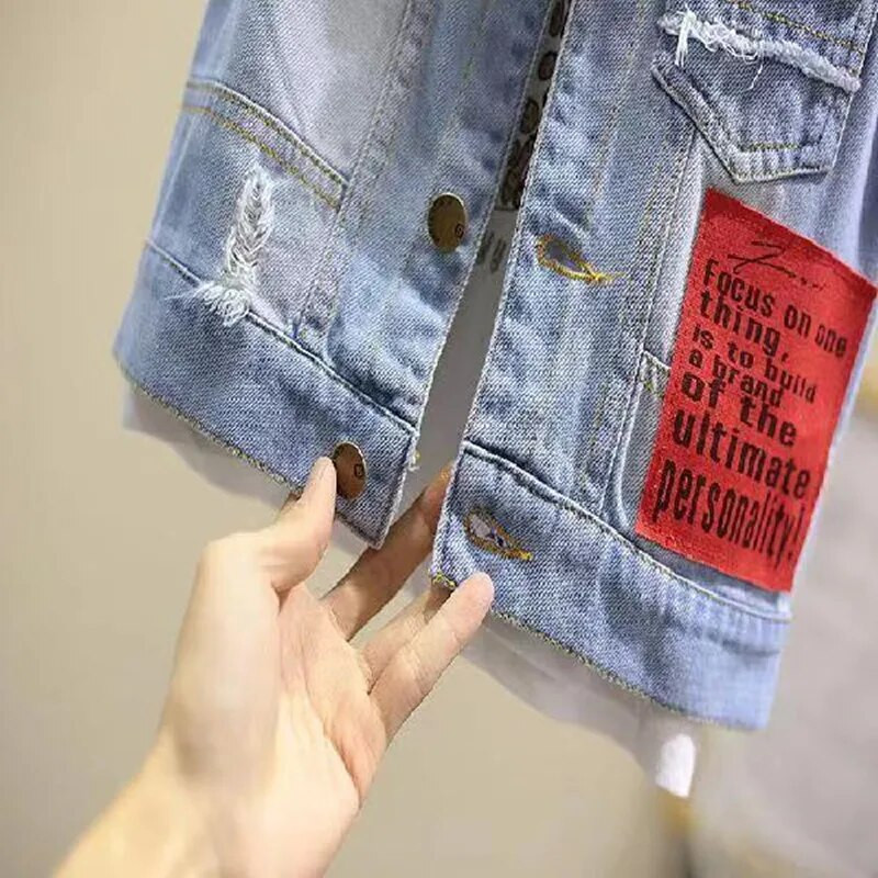 Vaikiška džinsinė liemenė kūdikiui, 2023 m. pavasaris, nauja vaikiška vasarinė liemenė berniukams, džinsinė liemenė berniukams.