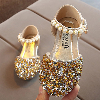 ma&baby Деца Детски обувки за момичета Пайети Перлени кожени обувки на принцеса за момичета Сватбени обувки за рожден ден D01
