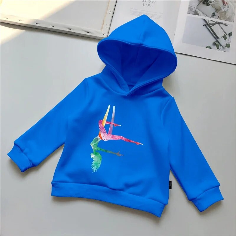 Acuarelă Gimnastică Fete Copii Primăvară Toamnă Hanorac Cămașă Copii Bebeluși Desene Animat GYM Imprimat Hanorac Topuri 2022 Hanorac Haine