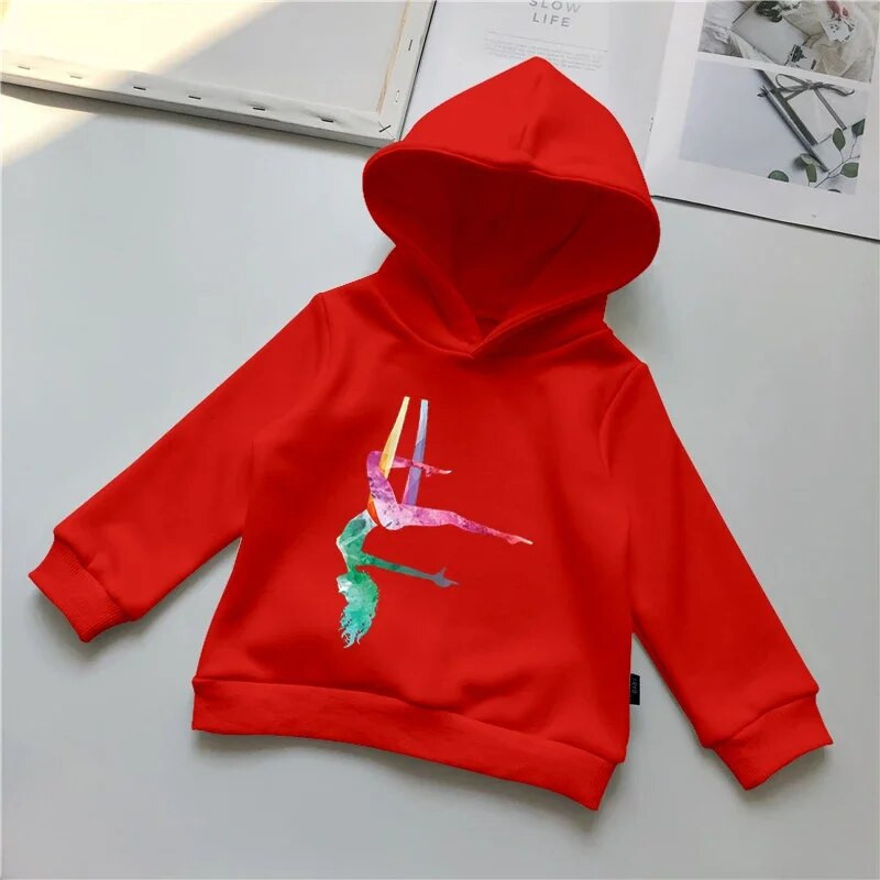 Acuarelă Gimnastică Fete Copii Primăvară Toamnă Hanorac Cămașă Copii Bebeluși Desene Animat GYM Imprimat Hanorac Topuri 2022 Hanorac Haine
