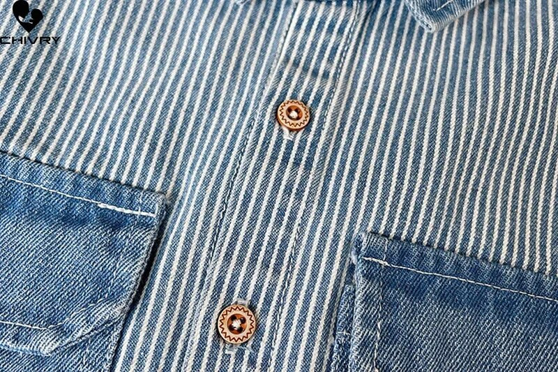 Κλασικά τζιν πουκάμισα για αγόρια Ανοιξιάτικα νέα Παιδικά μακρυμάνικο πέτο ριγέ συνονθύλευμα τζιν μπλουζάκια Παιδικά casual ρούχα