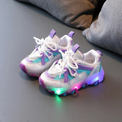 Zapatillas Gyerek Alkalmi Cipők Nyári LED Lumineszcens Cipő Fiú Alkalmi cipő Platform Lány Tenisz Cipők Baba Séta Cipők Gyerekcipők