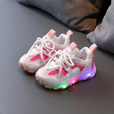 Zapatillas Gyerek Alkalmi Cipők Nyári LED Lumineszcens Cipő Fiú Alkalmi cipő Platform Lány Tenisz Cipők Baba Séta Cipők Gyerekcipők