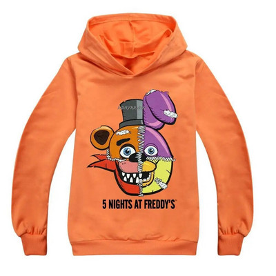 Mergaitėms, pavasariui rudeniui, megztinis su megztiniais pilnomis rankovėmis, vaikų animacinis filmas Penkių naktų Freddy gobtuvinis paltas Viršutinės striukės spalvoti drabužiai