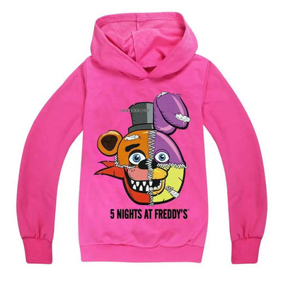 Mergaitėms, pavasariui rudeniui, megztinis su megztiniais pilnomis rankovėmis, vaikų animacinis filmas Penkių naktų Freddy gobtuvinis paltas Viršutinės striukės spalvoti drabužiai