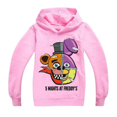 Mergaitėms, pavasariui rudeniui, megztinis su megztiniais pilnomis rankovėmis, vaikų animacinis filmas Penkių naktų Freddy gobtuvinis paltas Viršutinės striukės spalvoti drabužiai