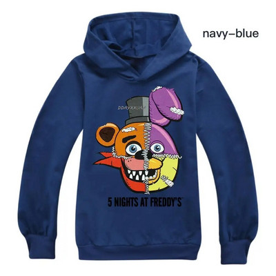 Mergaitėms, pavasariui rudeniui, megztinis su megztiniais pilnomis rankovėmis, vaikų animacinis filmas Penkių naktų Freddy gobtuvinis paltas Viršutinės striukės spalvoti drabužiai