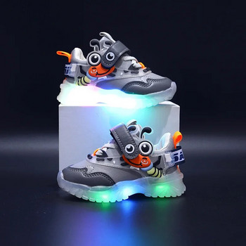 Ανοιξιάτικο και Φθινόπωρο Νέο αντιολισθητικό χαριτωμένο μικρό μελίσσι αγόρια και κορίτσια Μικρά παιδιά Βρεφικά παιδικά παπούτσια LED ελαφριά αθλητικά παπούτσια