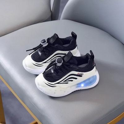 De primăvară și toamnă, nou anti-alunecare drăguț albină băieți și fete copii mici pantofi pentru copii mici pantofi sport cu lumină LED