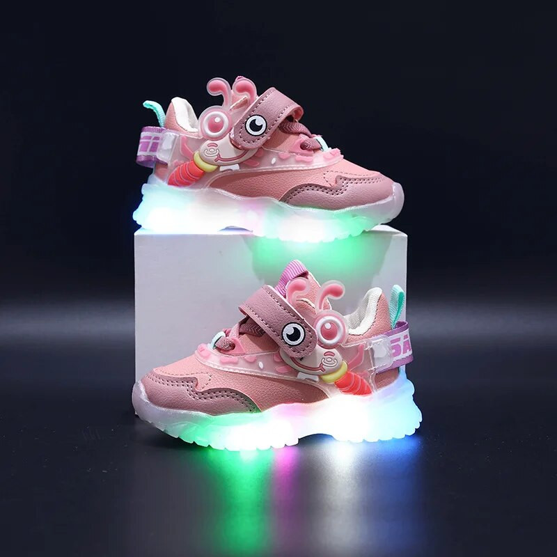 Pavasario ir rudens nauji neslystantys mieli maži bičių berniukai ir mergaitės maži vaikai kūdikių bamblys bateliai LED šviesos sportiniai bateliai