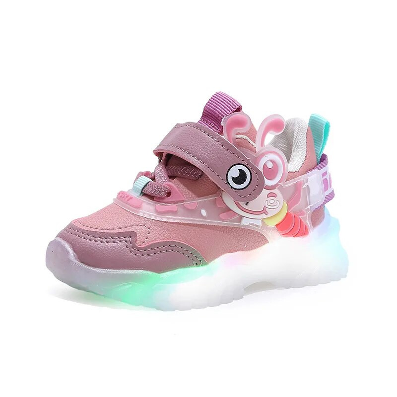 Pavasario ir rudens nauji neslystantys mieli maži bičių berniukai ir mergaitės maži vaikai kūdikių bamblys bateliai LED šviesos sportiniai bateliai