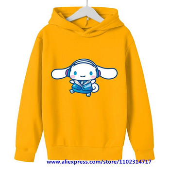 Нов суичър с качулка MINISO Cinnamoroll Детски дрехи Суичъри за момичета Пролетни суичъри с дълги ръкави за момчета Sanrio Горнища с качулка с карикатура