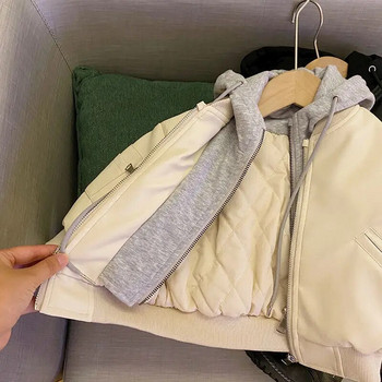 Παχύ γούνινο μπουφάν για αγόρια Φθινόπωρο Χειμώνας 2021 Νέο Κορεάτικο ψεύτικο δερμάτινο μπουφάν δύο τεμαχίων Παιδικό παλτό μόδας
