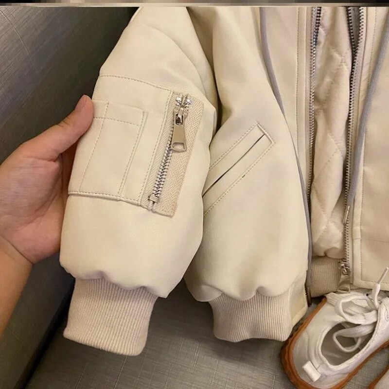 Deblja krznena jakna za dječake Jesen Zima 2021. Nova korejska lažna dvodijelna kožna jakna Dječji cool modni kaput