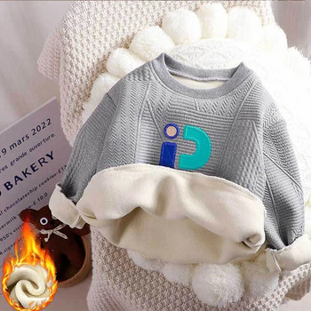 2023 Χειμερινές ζεστές κουκούλες για αγόρια κορίτσια Νέα Thicken Plus βελούδινη μπλούζα πουλόβερ μόδας για παιδιά 1-10 ετών