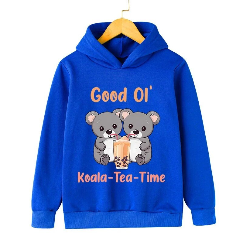 Koala arbatos laikas rudens laisvalaikio džemperis vaikams berniukams mielas gyvūnas, mažylis mergaičių megztiniai su burbuliukais-arbatos megztiniai Kawaii koala gatvės drabužiai