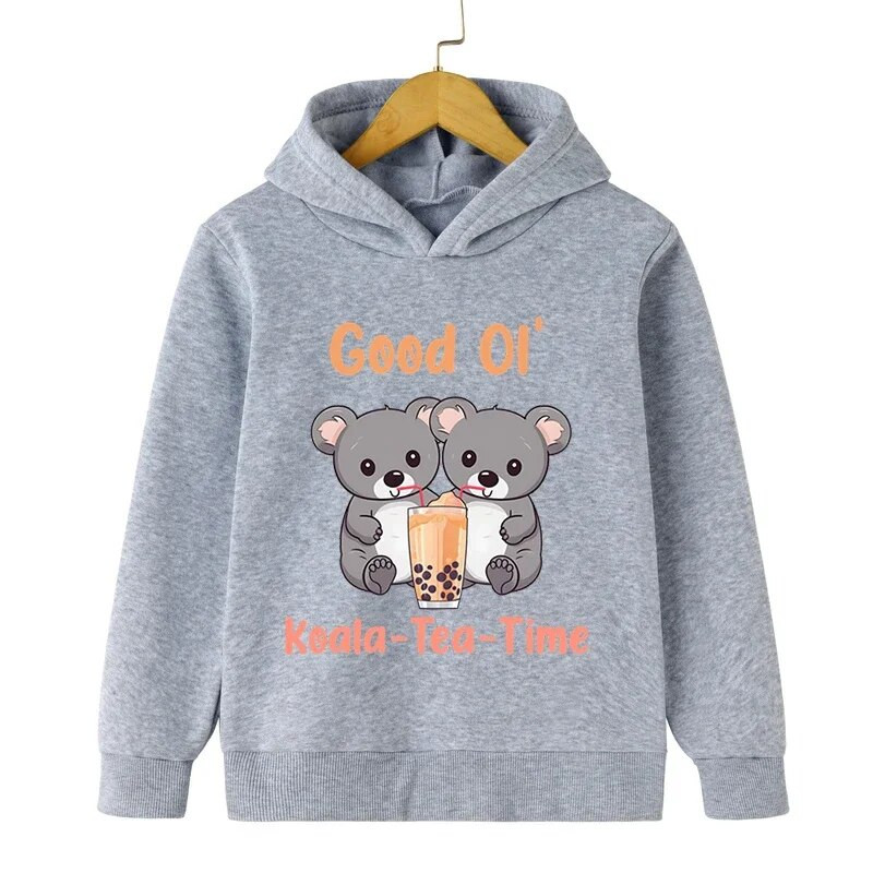 Koala arbatos laikas rudens laisvalaikio džemperis vaikams berniukams mielas gyvūnas, mažylis mergaičių megztiniai su burbuliukais-arbatos megztiniai Kawaii koala gatvės drabužiai