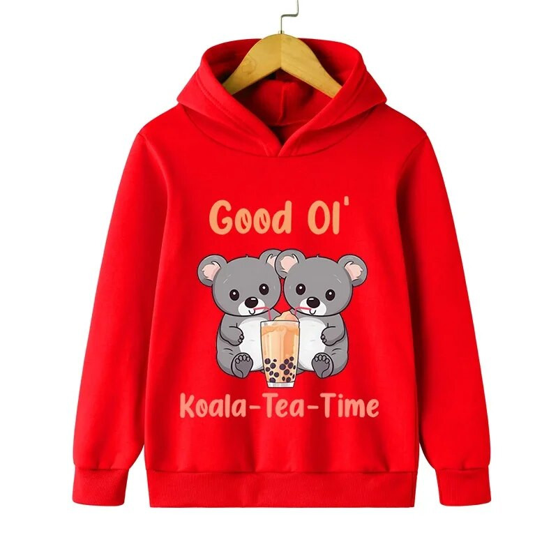 Koala arbatos laikas rudens laisvalaikio džemperis vaikams berniukams mielas gyvūnas, mažylis mergaičių megztiniai su burbuliukais-arbatos megztiniai Kawaii koala gatvės drabužiai