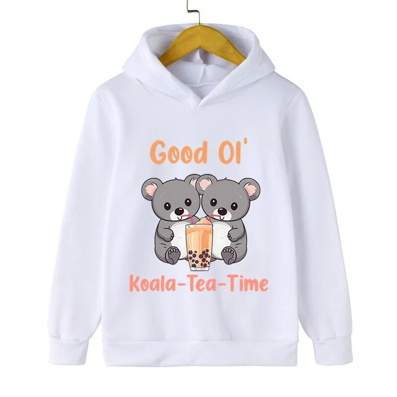 Koala arbatos laikas rudens laisvalaikio džemperis vaikams berniukams mielas gyvūnas, mažylis mergaičių megztiniai su burbuliukais-arbatos megztiniai Kawaii koala gatvės drabužiai