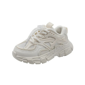 Бели масивни маратонки Детски спортни обувки на платформа Момичета Обувки за увеличаване на височината 2022 г. Момчета Черни маратонки на танкетка в цвят каки F06174